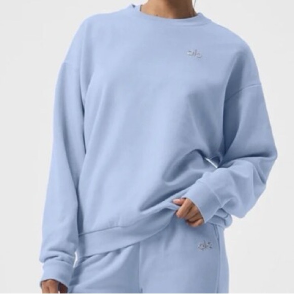 ALO Yoga Tops - Alo Accolade Seashell Blue Crew Neck Sweatshirt